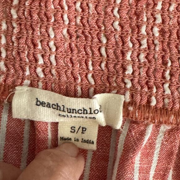 Beach Lunch Lounge Linen Blend Striped Romper Size S - Picture 5 of 7